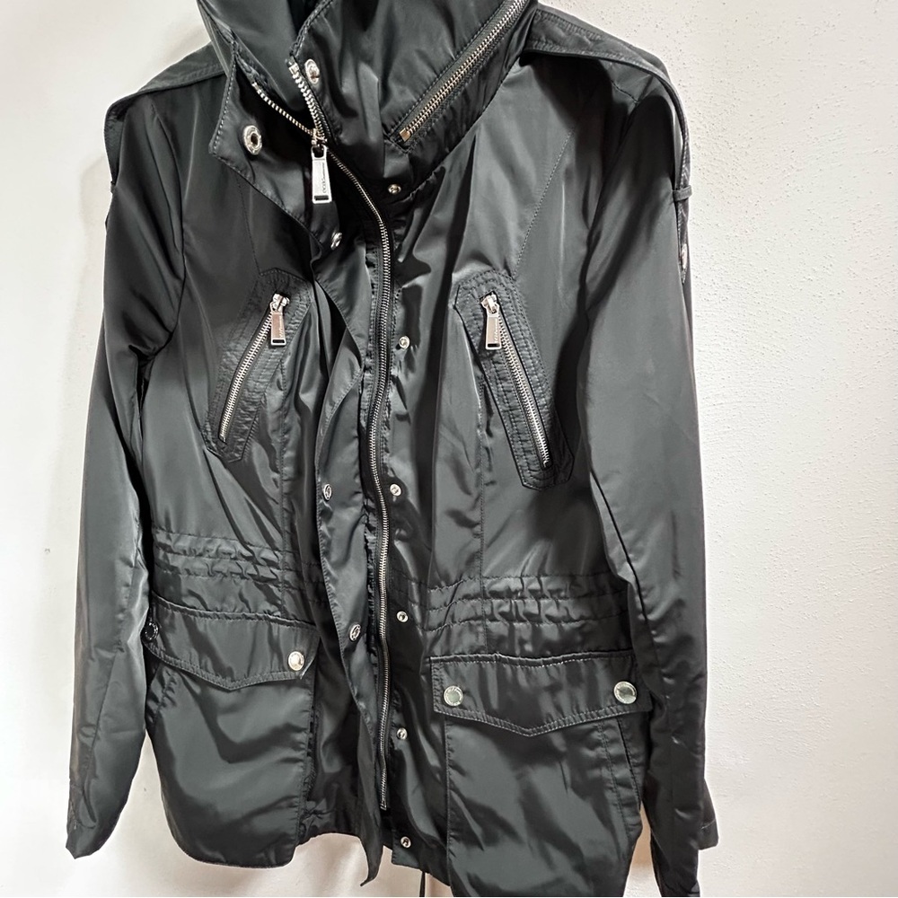 BCBGeneration Black Hooded Zipper Snap Utility Jacket Size L - Picture 6 of 16